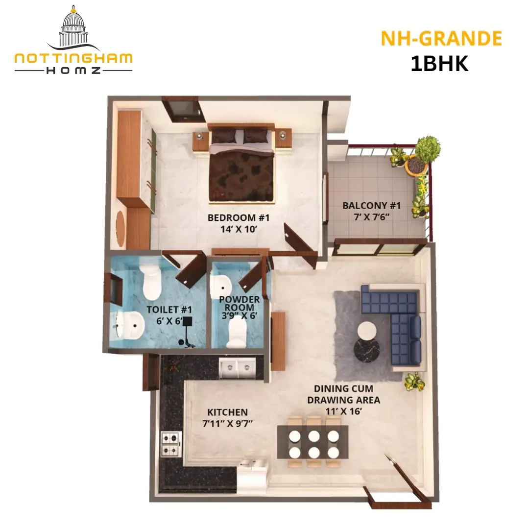1 BHK Floor Plan
